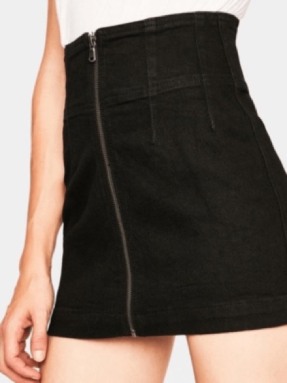 NWT We The Free Black Virgo Mini Skirt with Exposed Zipper